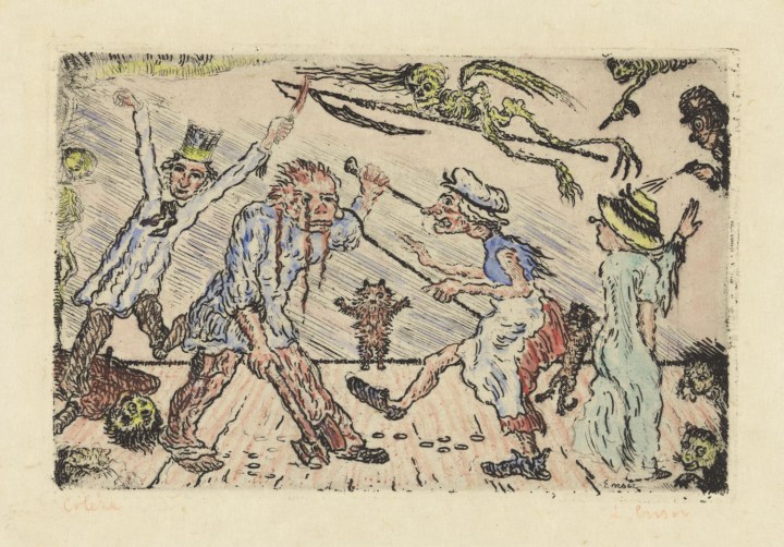 Gruesome scene showing acts of violence, artwork by James Ensor, 1904, from The Deadly Sins