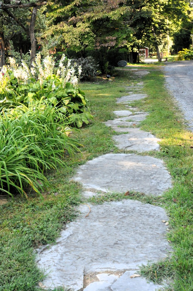 Flagstone pathway at Fallen Tree Farm in Carlisle, PA