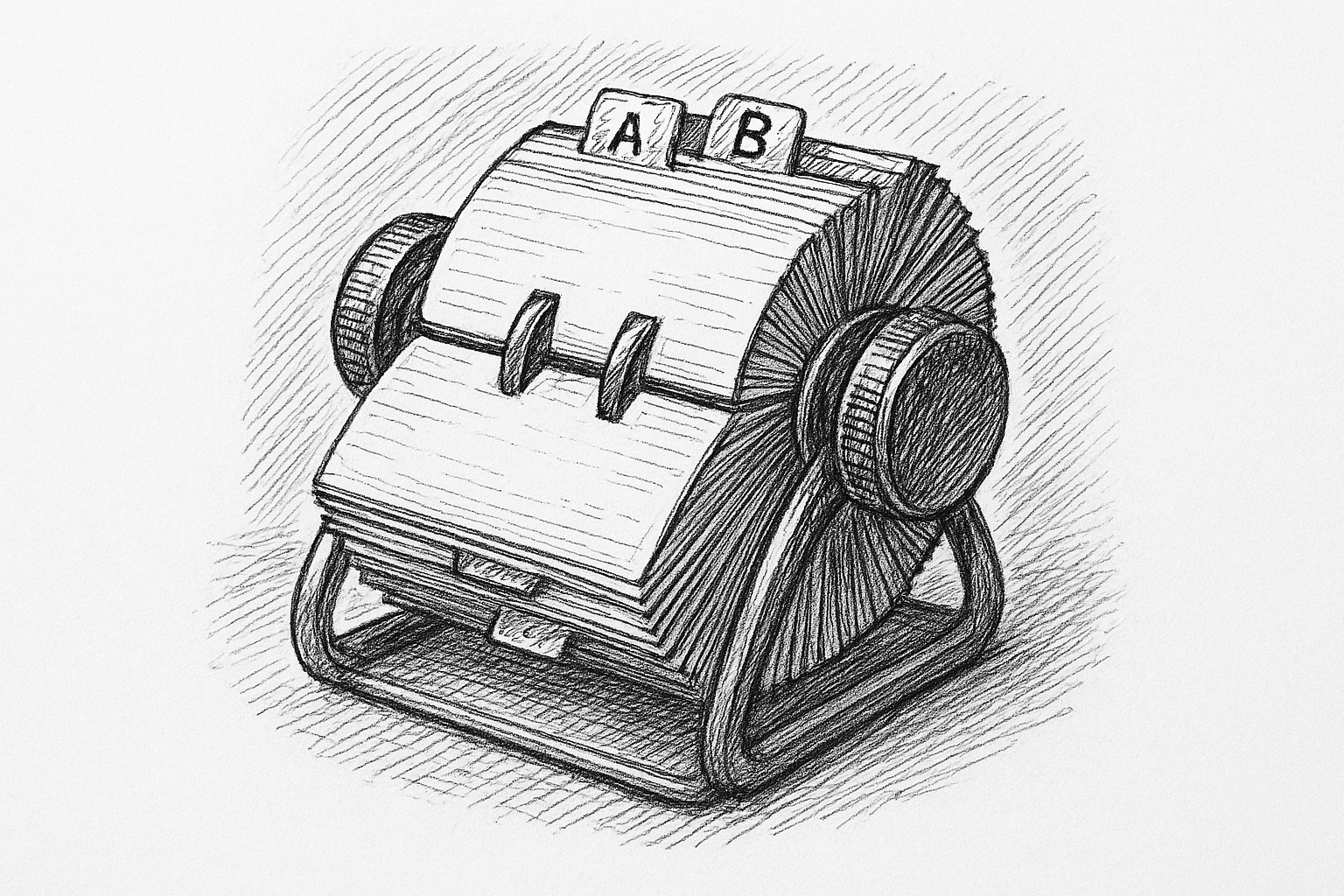 pen-and-ink-style rendering of a rolodex